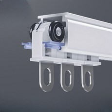 저소음 두꺼운 직선 커튼레일 액세서리 포함, 2_두꺼운 저소음 화이트 이중레일 측면장착