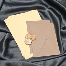 리빙릿 빈티지 고급 편지지 3개 세트 (편지지+봉투+실링스티커), 1팩, 다크 브라운