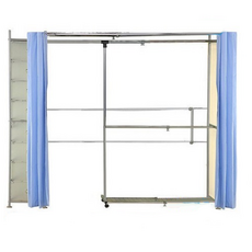 巴塞隆納AH-18頂天伸縮衣櫥(附八層櫃) 第五代豪華型防塵伸縮衣櫥 可加購頂天支柱避免晃動傾倒, 白色