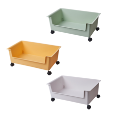 帶輪書本收納盒, 白色, 1個