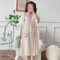 大尺碼睡衣冰絲睡袍睡裙 寬鬆舒適孕婦可穿 多款可選展現優雅氣質, 1個, 2205#,2XL 【140-160斤】