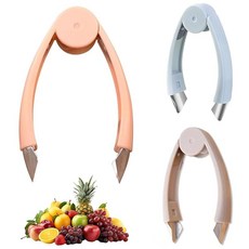 딸기 꼭지 제거기 프루트 코어와 피터 다기능 과일 잎 줄기 제거 씨 제거 스트로베리 할러 취급이 간편함 주방용품 _블루_핑크_그레이_ 3개 세트