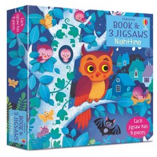 Usborne 書與拼圖：夜晚時光 (3款9片大拼圖+1本小書)(盒裝), 詳見詳細資訊