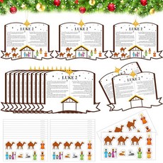 Tenceur 24세트 크리스마스 성탄 공예 장식품 성탄 장면 만들기 스티커 DIY 크리스마스 예수 벽걸이 장식 거룩한 밤 기독교 스토리텔링 종교 주일 학교 프로젝트, Tenceur 24세트 크리스마스 성탄 공예 장식품 성