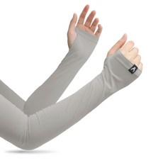 體溫魔術師 洞洞涼感指洞袖套 防曬透氣降溫抗UV彈力袖套, 雲灰, 1套