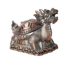 龍龜造型復古菸灰缸，精緻雕刻合金材質桌面擺飾，增添生活品味, 龍龜A款-紅古銅, 1個