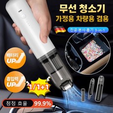 1/1+1 독일 무선 차량용 미니 청소기 45000Pa 초강력 차량용 청소기 브러시리스 진공청소기, 화이트