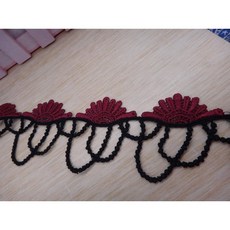 花邊 HB-015 傘型蕾絲花邊 玫紅色 黑色 愛心造型 手工材料, 1個
