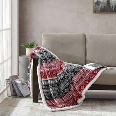 Eddie Bauer 울트라 소프트 플러시 셰르파 플리스 담요 엘크 스탠스 그레이, Fair Isle Black