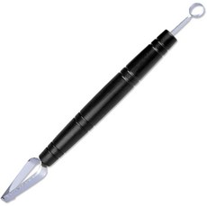 KOBY 廚房雕刻刀 雙頭不銹鋼V型劃綫U型拉刻刀 防滑學生果蔬雕花刀, 【黑色】窄V+大號O（黑色劃線刀）, 1個