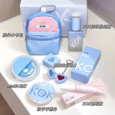 臺灣出貨 【13萬人收藏】KOK春遊季限定版六件套控油持妝防水汗提亮膚色粉底液春遊小書包 ICC8, 1個, N01 中一白【KOK限定粉底液】,春遊五件套