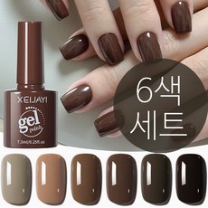 더로만 에스프레소 브라운 젤네일 6색 세트, 1개, 43.8g, 혼합 1개, 43.8g, 혼합