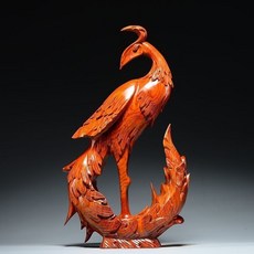 花梨木 黑檀木 紅花梨木 鳳凰 擺件 整木精雕, 如圖所示, 1個