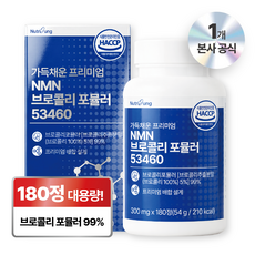 뉴트리정 가득채운 프리미엄 NMN 브로콜리 포뮬러 53460 대용량 식약처인증, 1개, 180정 1개, 180정