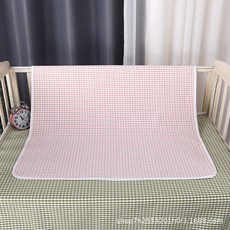苧麻夏季涼蓆隔尿墊防水透氣寶寶兒童姨媽墊可洗夏天涼爽隔尿墊, 1個, 粉色格子:50*70cm
