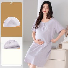 임산부 잠옷 원피스 여름 홈웨어 편안한 산후 조리복 여름용 수유복 무감 패드 내장 JS