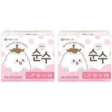 좋은느낌 순수 울트라 슬림 생리대 날개형, 중형, 18개입, 2개