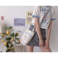 아워리빙 귀여운 캔버스재질 드링크백 1구 텀블러 물병 보관가방 캐리어, 6_아기양, 1개, 1개입