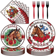 Hokinaa 공주 생일 파티 장식 - 96피스 퍼플 동화 성 꽃 종이 일회용 접시 냅킨 포크 식기 세트 해피 Bday 테이블 용품 장식 여아 및 여성용 24인용, Derby