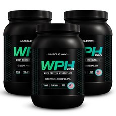 머슬웨이 WPH 99.9 가수분해유청단백질 프로틴 보충제, 3개, 1kg