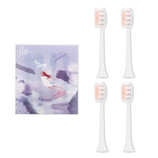JLS 최신형 스마트 음파 전동칫솔 칫솔모 리필, 4개, 화이트