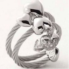 【富安鐘錶】夏利豪總代理公司貨 全新CHARRIOL (情人節)徹爾斯鋼索愛心戒指，經典時尚，展現浪漫愛意