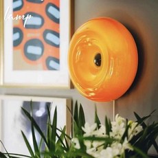 도넛조명 터치식 온화한 스탠드 노르딕 램프 오렌지 무드등 터치 스위치 오렌지 벽등, 무선충전 TypeC 오렌지 벽등 15W