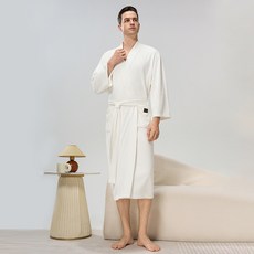 男女士浴袍提花絨睡袍情侶長款浴袍睡衣女, M