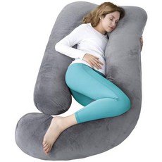 AMCATON 수면용 152.4cm(60인치) 임산부 베개 엑스트라 라지 U자형 바디 베개 임산부를 위한 임산부 베개 벨벳 커버 포함(다크 그레이), 다크 그레이