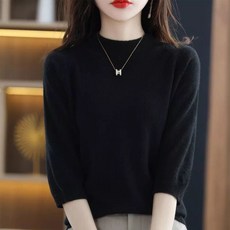 DUOMIHAN 여성 반폴라 7부소매 슬림핏 베이직 니트250821MYWZS4452