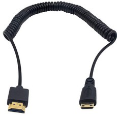 Duttek 초박형 미니 HDMI to HDMI 케이블 8FT/2.5M 코일 HDMI to 미니 HDMI 코일 케이블 4K 울트라 HD 1080p 3D 프로젝터, 2.5M/8 FT