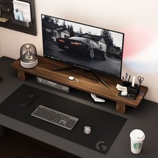 優選桌麵置物架書桌收納架置物架辦公室桌上置物架電腦顯示器增高架辦公桌麵闆架支撐架子護頸加高簡約收納臥室桌上, 原木色增高架,80長25寬12高, 1個