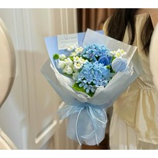 모루 꽃다발 키트 DIY 취미 패키지 부케 만들기 공예, 블루 수국 꽃다발 DIY키트, 1개