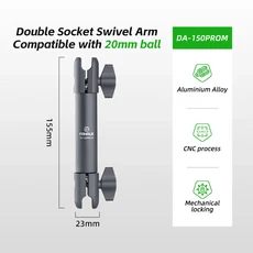 Gopro insta360 자전거 오토바이 카메라 확장 암용 20mm 볼 헤드베이스 어댑터 FANAUE 알루미늄 이중 소켓, 01 DA 150PRO M