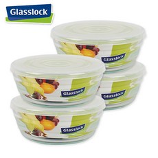 글라스락 샐러드볼 원형 유리 밀폐용기, 300ml, 4개