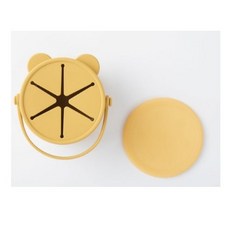 Sweet Lil' Monster 怪獸寶貝 熊熊造型矽膠點心碗 適用6個月以上寶寶, 芥末黃, 1個