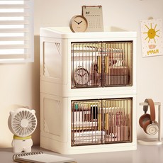 리빙투 다용도 화장품 데스크 정리함 책상 정리대 화장대 수납장, 플랫 타입, 2단, 베이지