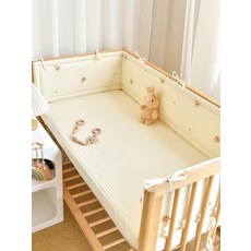 DFMEI 嬰兒牀純棉牀圍新生寶寶卡通刺繡緩衝軟包兒童防撞條防摔圍欄圍擋, 星小兔高度28cm:60cm1片