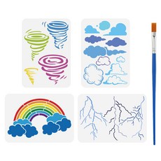 4개 DIY 스크랩북 사진 앨범 구름 모양 PET 소재의 속이 빈 드로잉 페인팅 스텐실 4종 세트 (297x210mm)