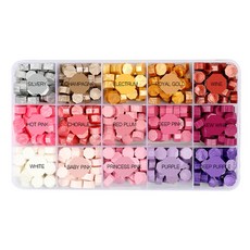 DDUL SHOP 封蠟 蠟珠 密封盒套組 婚禮請柬 包裝裝飾 DIY套組, 1套, 15種(粉紫色)