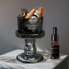 無火香薰擴香石精油 臥室內家用持久留香高級晶石浪漫擺件, 墨黑晶石香薰+底座-插花款,威斯汀白茶