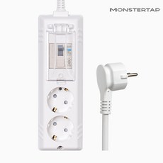 몬스터탭 국산 4000W 고용량 고전력 에어컨 건조기 세탁기 멀티탭 슬림플러그, 1개, 배선차단 2구 화이트, 1.5m