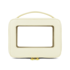 大容量化妝包 透明視窗 便攜旅行收納袋, 象牙白