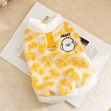 두두펫 강아지 하네스 귀여운무늬 겨울 후리스 조끼, 1개, 옐로우
