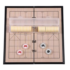 便攜式韓國象棋遊戲組，木製棋盤，親子互動益智桌遊，輕巧便攜，隨時享受對弈樂趣, 黃色棋盤尺寸:23.5*23.5*2cm, 1個