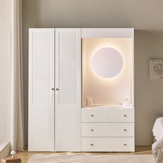 (10만원 즉시할인) 홈리 브리지 루버 댐핑 도어 갤러리 옷장 800 파우더장, 04_800 거울장_MU00128