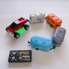 원격 제어 멀티 트레일러 RV 다중 섹션 열차 가능 3단 변속 충전 장난감 자동차, 배터리 25분, 1개, 레드(혼합 4개)+액세서리