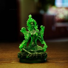 仿琉璃绿度母佛像 密宗佛堂家居供奉车摆件, 1套, 新款綠度母