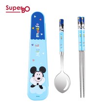 SuperBO 不鏽鋼匙筷組(附盒) 環保餐具 340不鏽鋼 /冰雪奇緣/閃電麥坤/米奇/米妮, 1個, 米奇