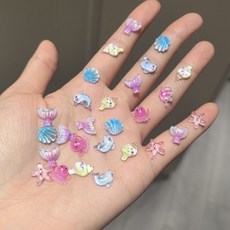 台出精品 卡通夜光美甲迷你擺件 海洋系列新款網紅DIY奶油樹脂爆款可愛配件, 160個,海洋系diy奶油膠樹脂配飾, 1個